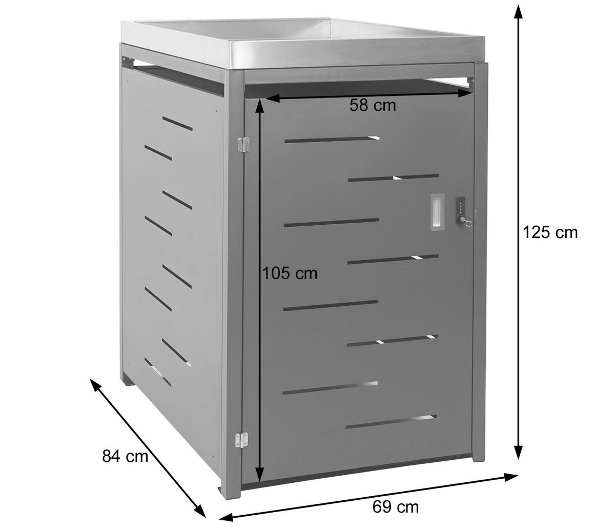 1ER-MÜLLTONNENVERKLEIDUNG Anthrazit - Anthrazit, Metall (69/125/84cm) - Jamb