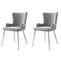 ESSZIMMERSTUHL Samt Grau mit Metallbeinen 2er-Set - Grau, Metall (47/85/49cm) - Meubliv