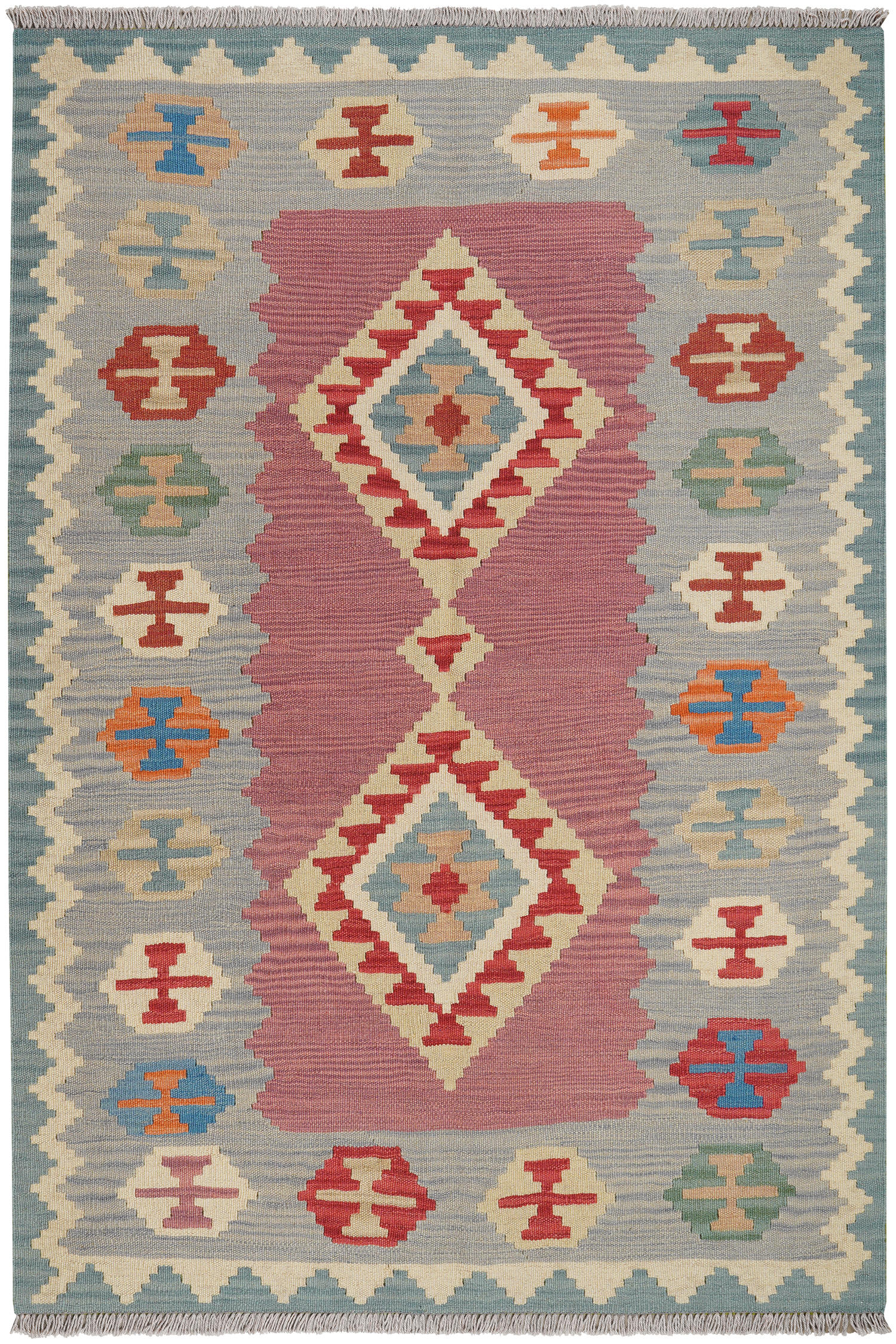 HANDWEBTEPPICH Kelim Gashgai Rosa 186/126 cm Schurwolle - Pink, Textil (126/186cm) - Looma