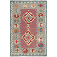 HANDWEBTEPPICH Kelim Gashgai Rosa 186/126 cm Schurwolle - Pink, Textil (126/186cm) - Looma