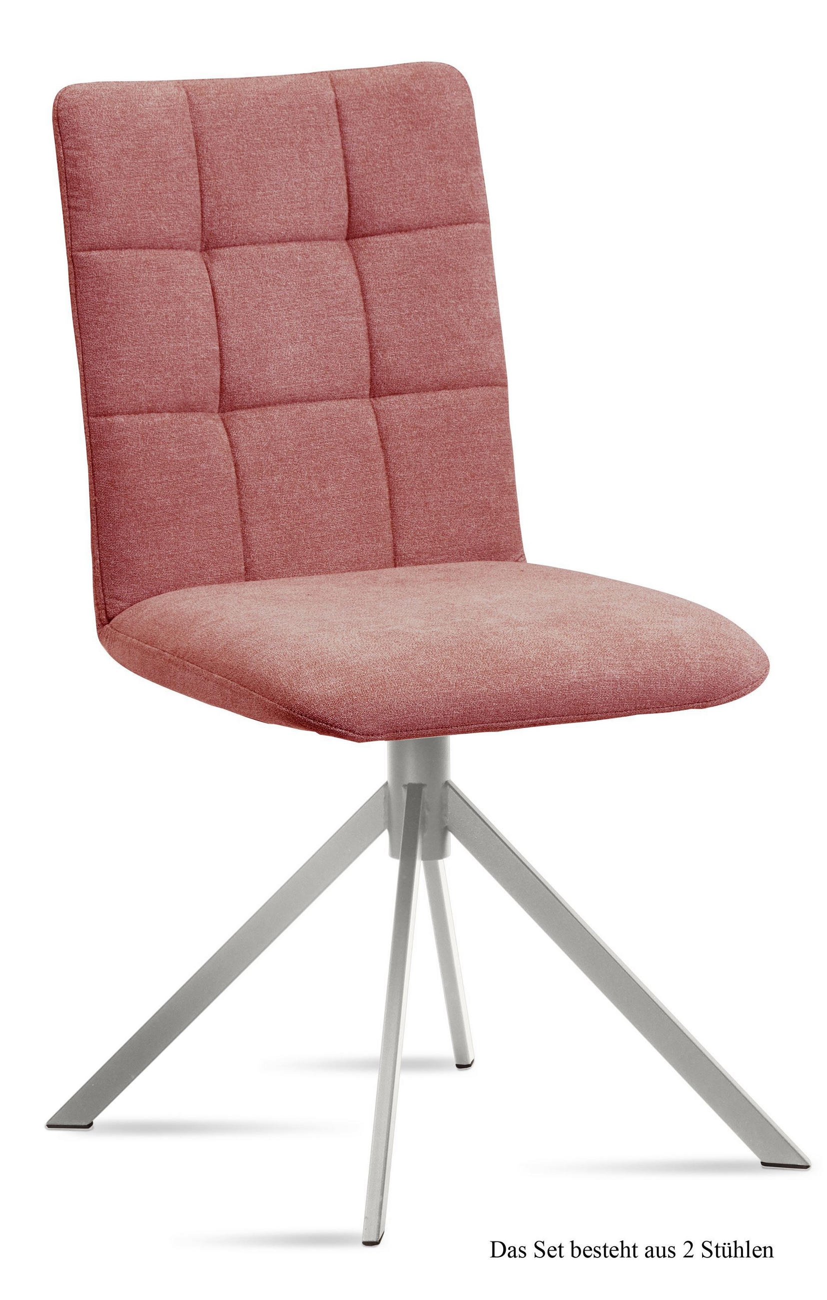 ESSZIMMERSTUHL (2er-Set) Dorise 47x91x60 Edelstahl/Rosewood - Edelstahlfarben/Dunkelrosa, Kunststoff (60/91/47cm) - 58aufmkessel