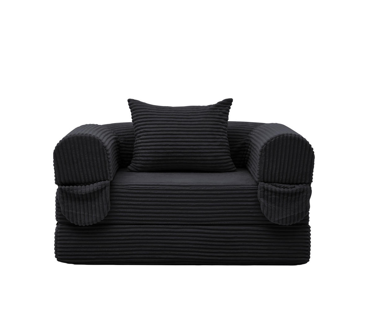 SCHLAFSOFA 2-in-1 aus Cord Schwarz - Schwarz, Kunststoff (85/65/120cm) - Meubliv