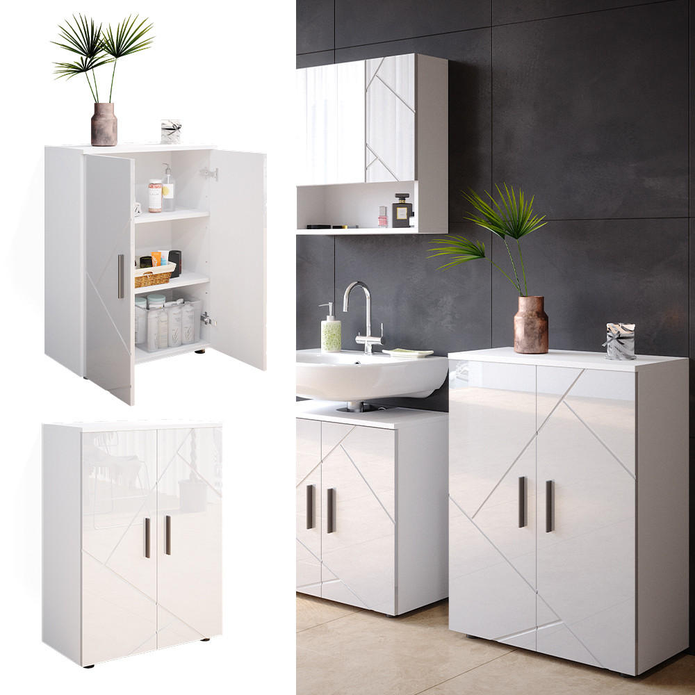 MIDISCHRANK Irma Weiß Hochglanz 60 x 81 cm - Weiß Hochglanz, Holzwerkstoff (60/81/30cm) - Vicco