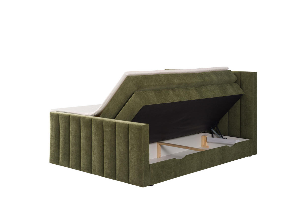 BOXSPRINGBETT VELTRA mit Topper und Bettkasten, Grün, 160x200 cm - Grün, Textil (160/200cm) - KS Home Concept