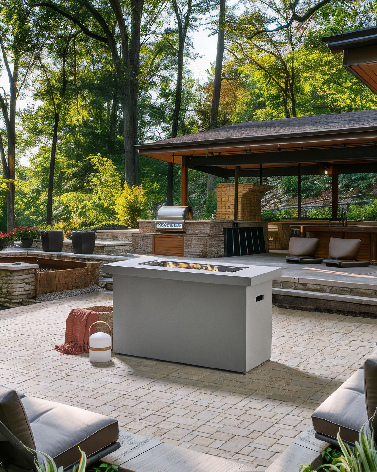 FEUERSTELLE Grau Ambrim - Grau, Stein (108/62/51cm) - Beliani