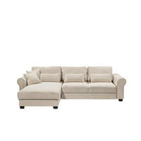 ECKSOFA beidseitig montierbar, Schlaffunktion mit Bettkasten und Nosagfederung in Breitcord - Beige/Schwarz, Textil (318/197cm) - ed exciting design