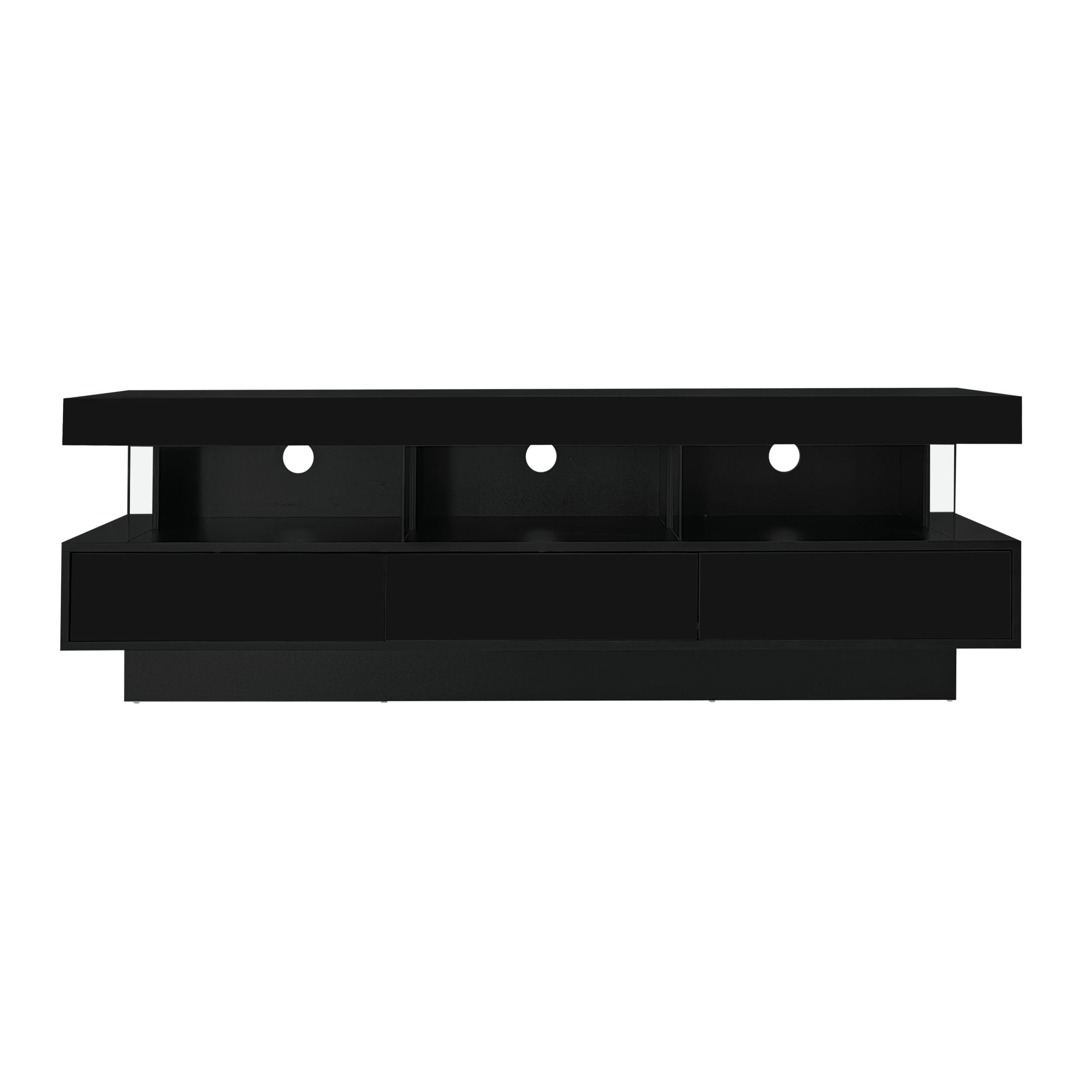 TV-LOWBOARD Glasfächer Schwarz 160/38/50.5 cm - Schwarz, Holz (160/50.5/38cm) - PANGIVO