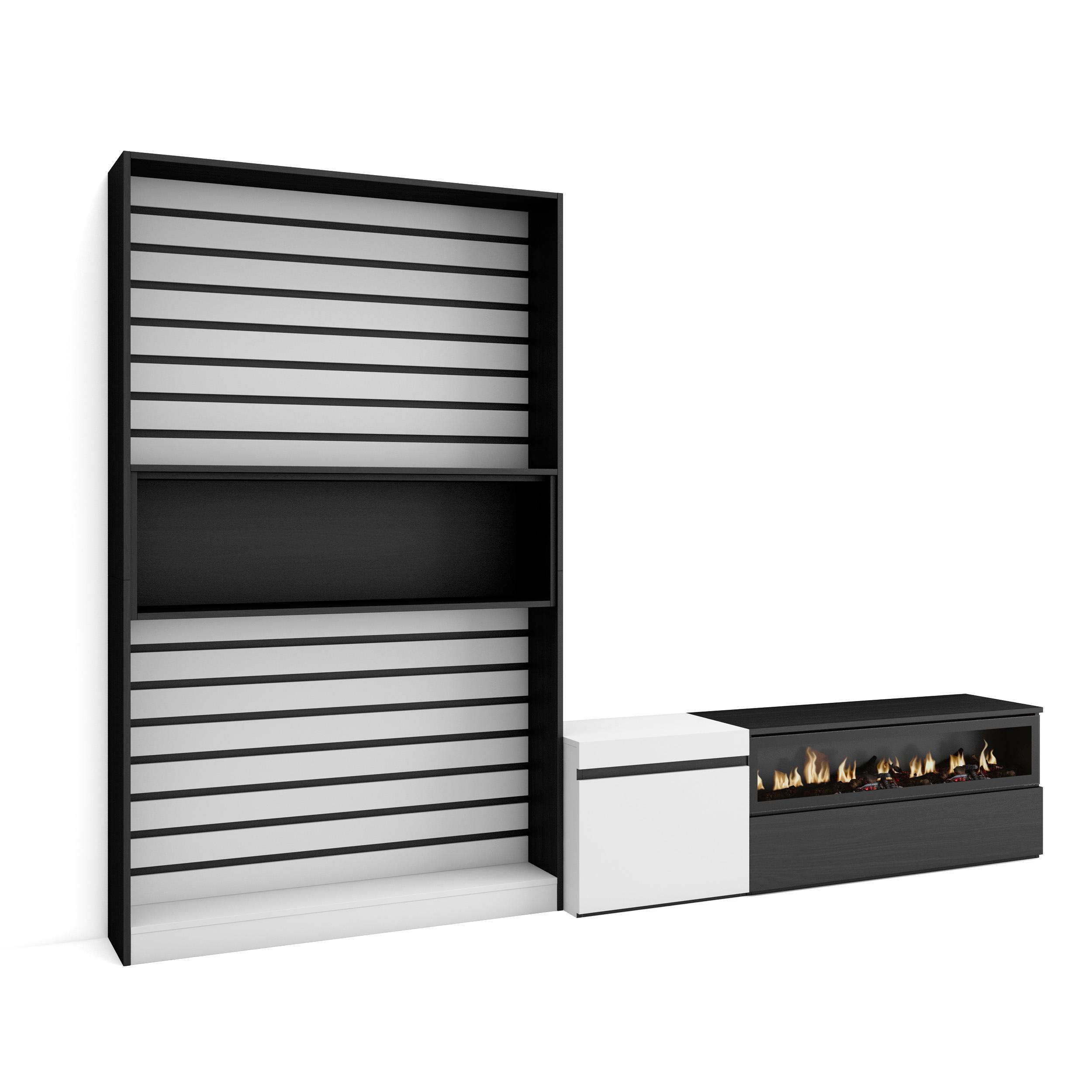 Skraut Home Wohnwand Schwarz, Weiß, Mehrfarbig 260x186x35 cm