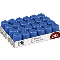 STUMPENKERZEN Ø4xH6 cm Blau 24er-Pack - Blau, Naturmaterialien (4/6cm)