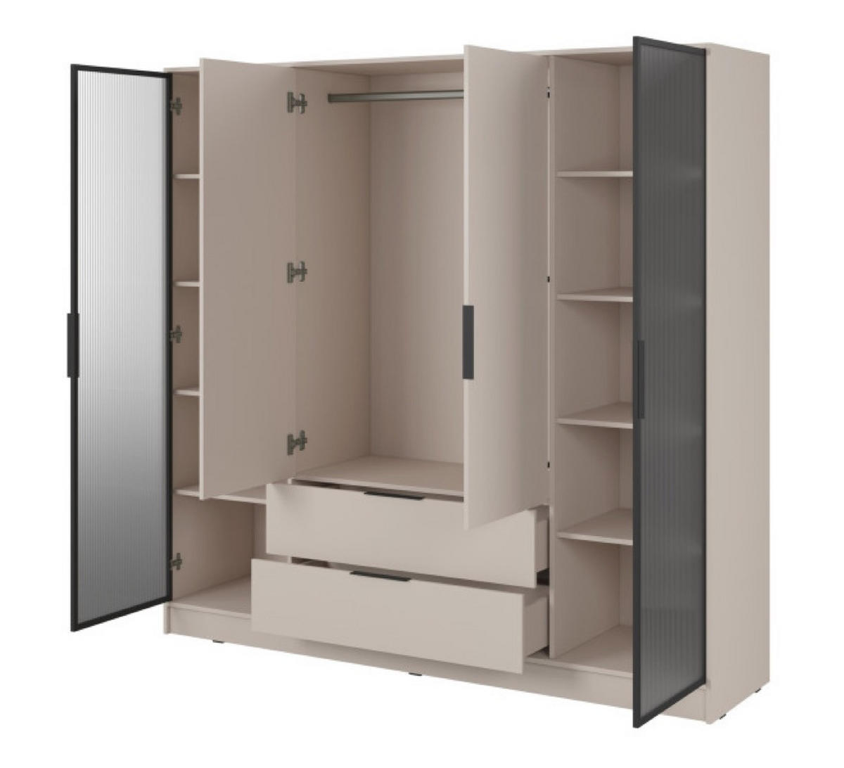 SCHRANK Kaschmir ELLY Mit Regalen Und Schubladen - Kaschmir/Beige, Holzwerkstoff (206/200/51cm) - Sepro Meble