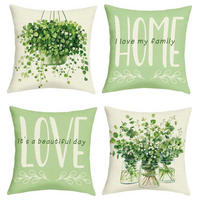 KISSENBEZÜGE 45 x 45 cm 4er Set Sommer Grün Blätter - Grün, Textil (45/45cm)