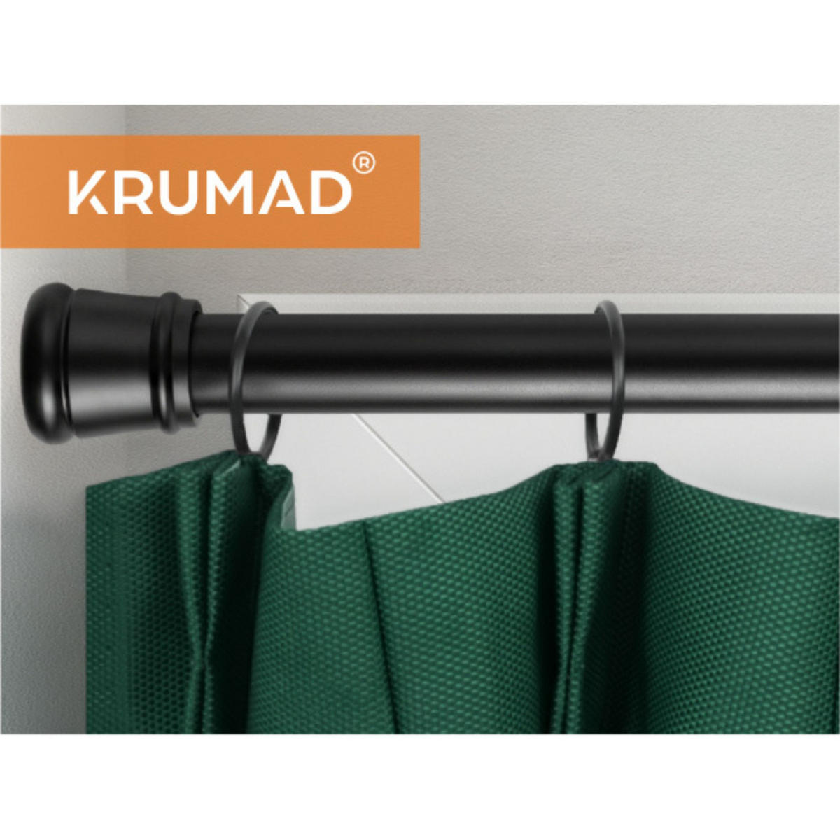 VORHANGSTANGE, Schwarz - Schwarz, Metall (2/120cm) - KRUMAD