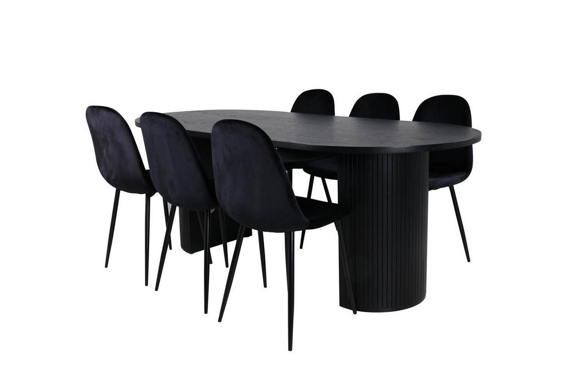 TISCHGRUPPE Schwarz - Schwarz, Holzwerkstoff (90/75/200cm) - ebuy24