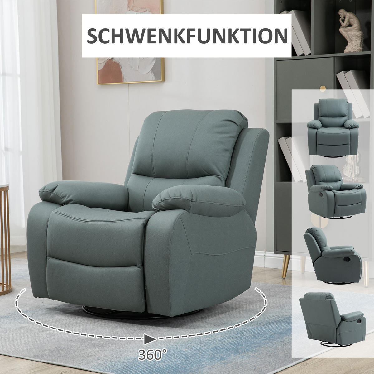 RELAXSESSEL, Polyester, Schaumstoff Grün - Grün, Kunststoff (100/98/93cm) - HOMCOM