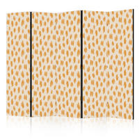 PARAVÁN Obojstranný 5-dielny 225x172 cm Abstrakcia Bodky - oranžová, drevo/textil (225/172/3cm) - Muralo
