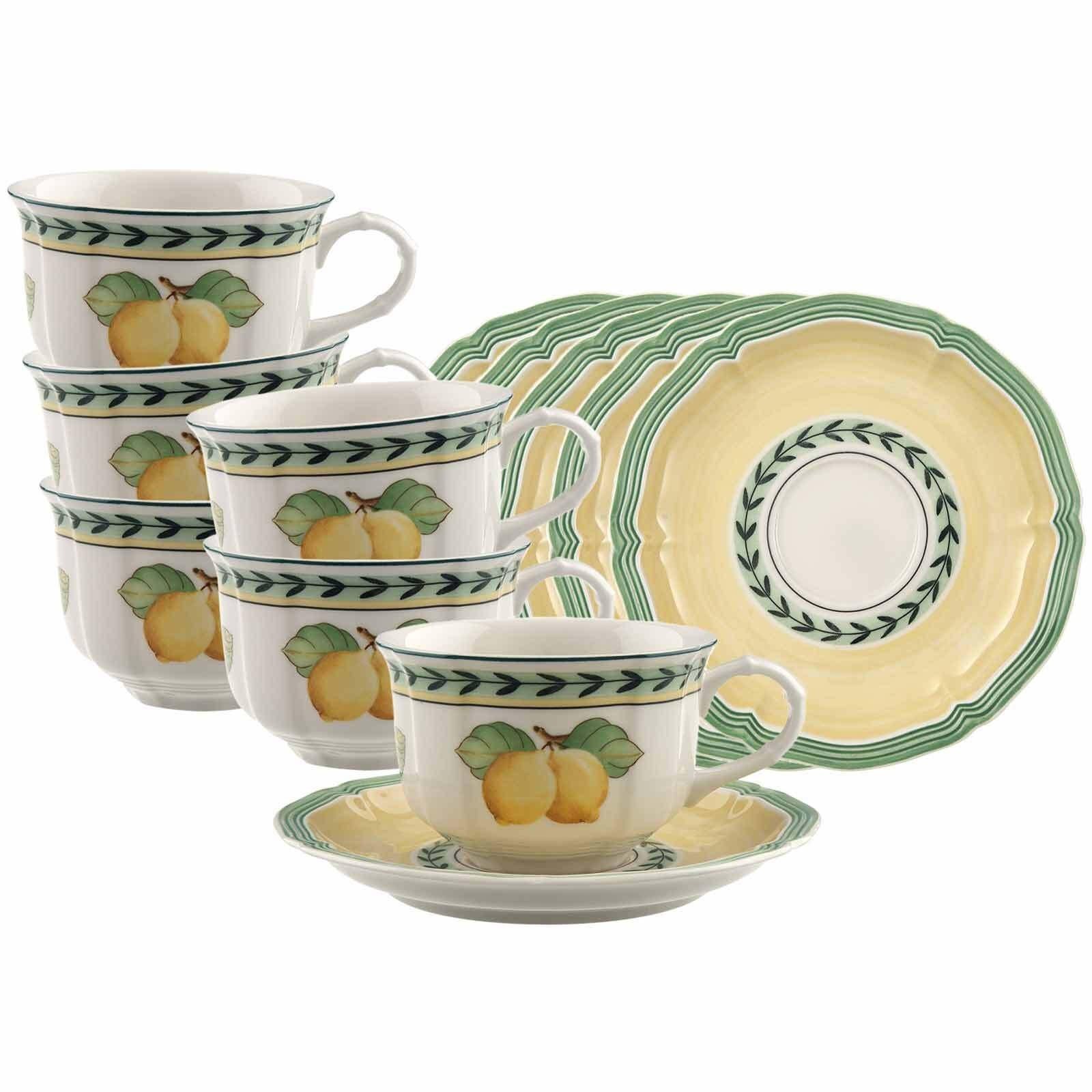 TEETASSEN MIT UNTERTASSEN French Garden Fleurence bunt 130 ml 6er Set - Multicolor, Keramik (0.13L) - Villeroy & Boch