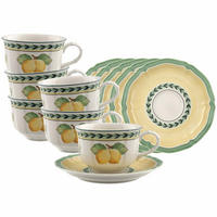 TEETASSEN MIT UNTERTASSEN French Garden Fleurence bunt 130 ml 6er Set - Multicolor, Keramik (0.13L) - Villeroy & Boch