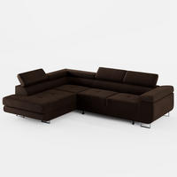 ECKSOFA VEMO EDGE Links Braun Velour-Stoff mit Bettkasten und Schlaffunktion - Dunkelbraun, Textil (200/270cm) - Barchello
