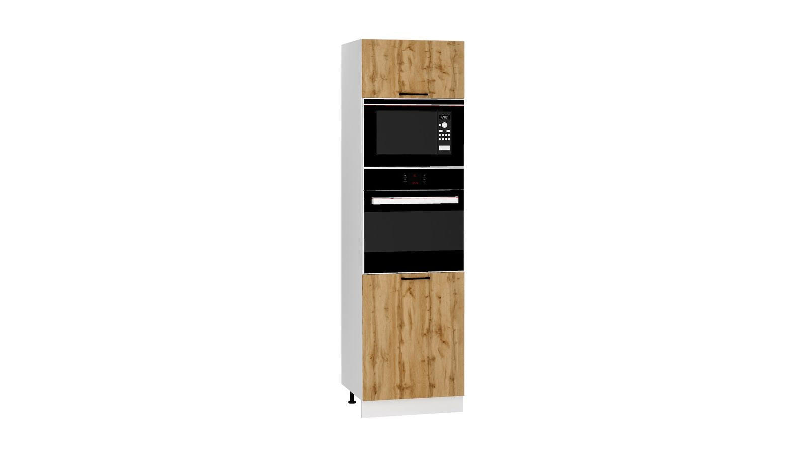 MIKROWELLENUMBAUSCHRANK D60PK MVP/L ( S1600/10 ) – BONO – Stilvolles Küchenelement – Gold / Eiche - Eichefarben, Holzwerkstoff (60/213.3/56cm) - ROYAL24_MARKT