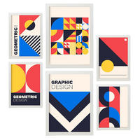 POSTER Set Mit 6 Bauhaus-Stil 1 Geometrisch Größe A3 & A4 Weißer Rahmen - Weiß, Papier (29.7/1cm) - Nacnic