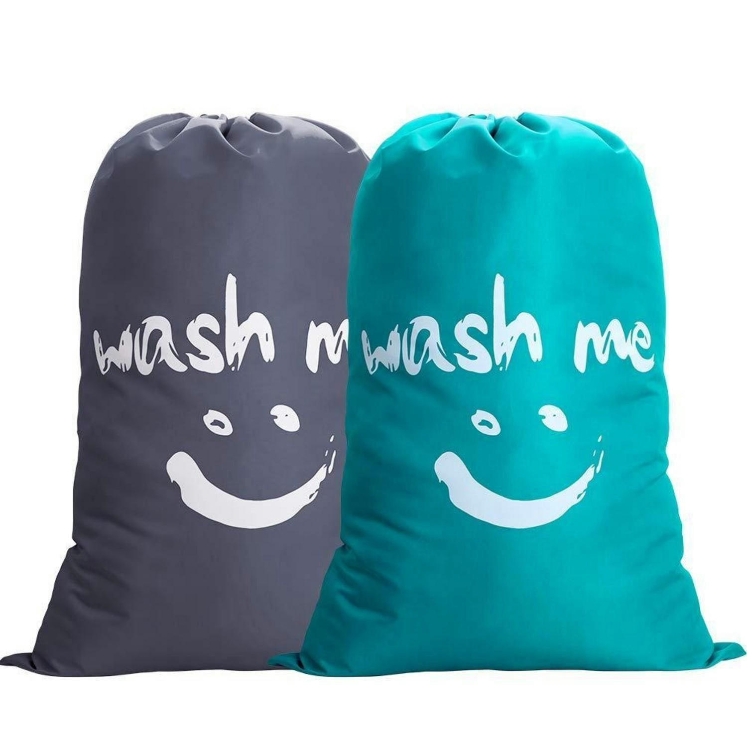WÄSCHESACK 2-teiliges Set 120L Grau/Blau - Multicolor, Textil (66/92/66cm)