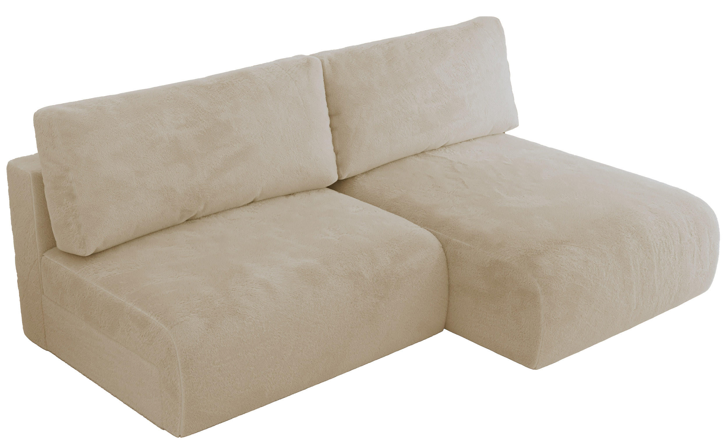 ECKSCHLAFSOFA VIVO L Creme Plüsch - rechts - Creme/Schwarz, Kunststoff/Textil (150/223cm) - MKS