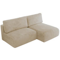 ECKSCHLAFSOFA VIVO L Creme Plüsch - rechts - Creme/Schwarz, Kunststoff/Textil (150/223cm) - MKS