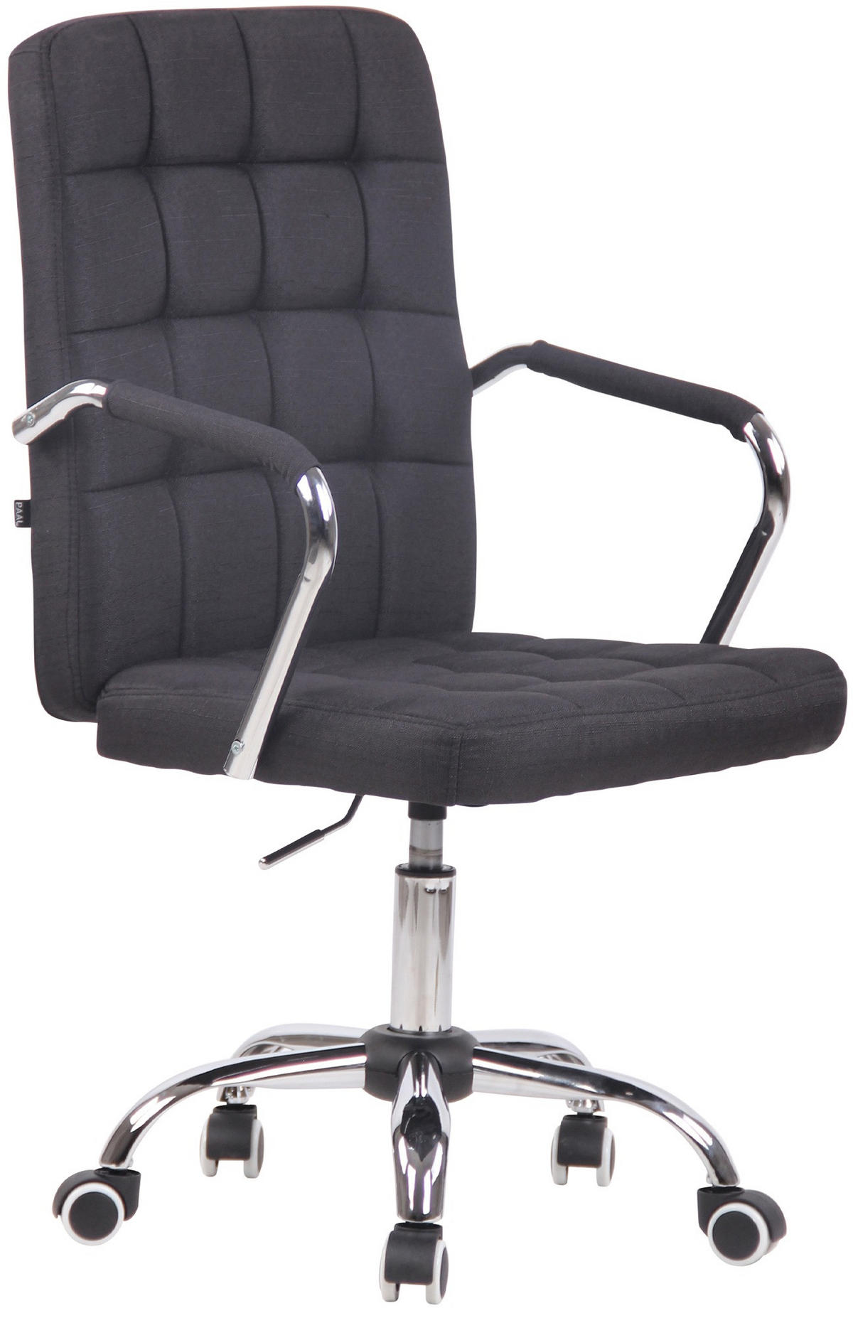 DREHSTUHL Stoff schwarz - Chromfarben/Schwarz, Textil/Metall (56/93/60cm) - CLP