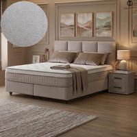 BOXSPRINGBETT MIT BETTKASTEN ARIANA 120/200 cm, Greige, mit Leuchten, Bettkasten, Matratze, Topper integriert, H3 mittel - Greige/Schwarz, Holz/Kunststoff (120/200cm) - Consilio Concept