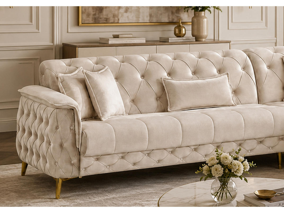 ECKSCHLAFSOFA Sucre Relax Creme - Langer Schenkel Links - Creme, Holzwerkstoff/Kunststoff (310/180cm)
