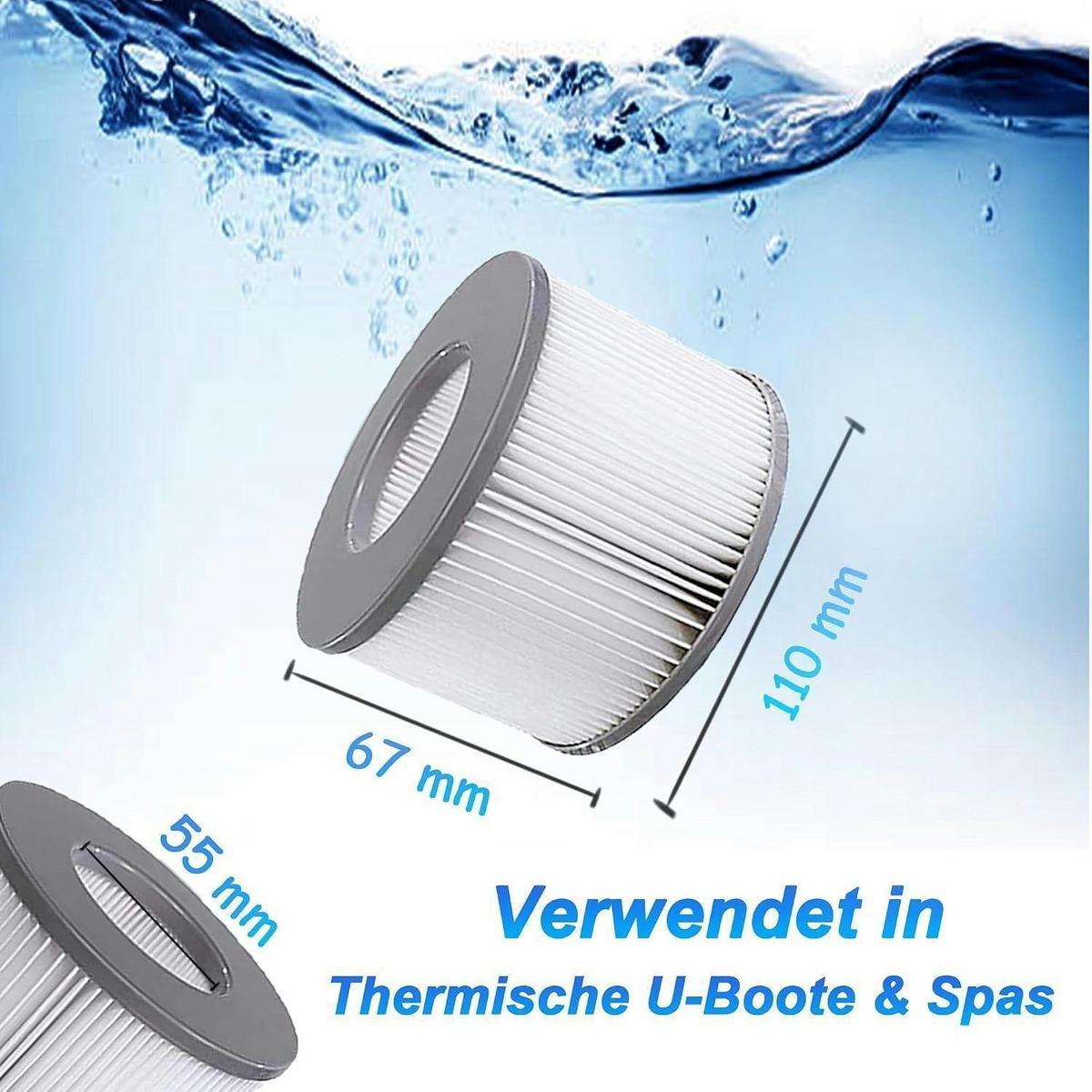 FILTERKARTUSCHEN 6er Set für MSpa Whirlpools ab 2020 - Weiß, Kunststoff (13/22/13cm)
