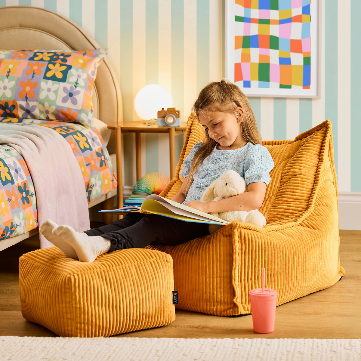 KINDERSITZSACK mit Hocker Alto - Gelb, Textil (67/60/67cm) - icon