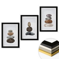 WANDBILDER 3er-Set - 20x30 cm Schwarzer Rahmen - Minimalistische Boho-Steine - Schwarz, Kunststoff (20/30cm) - ArtPrintCave