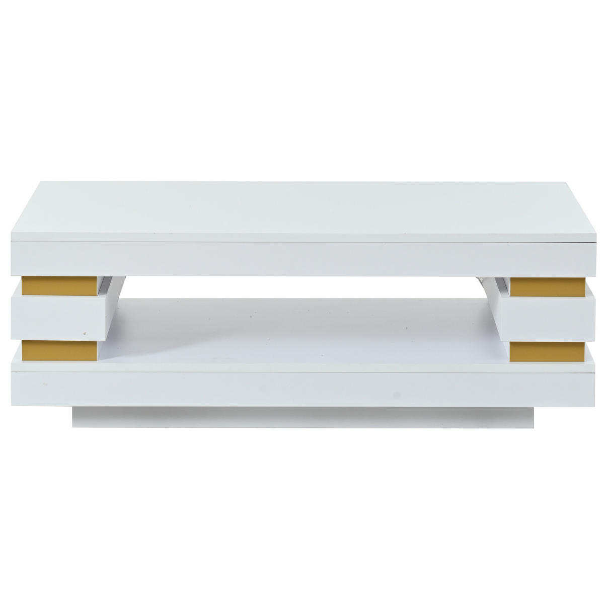 COUCHTISCH aus Spanplatte 100x50x35 cm in Weiß mit LED-Beleuchtung - Weiß, Holzwerkstoff (100/50/35cm) - Modfu