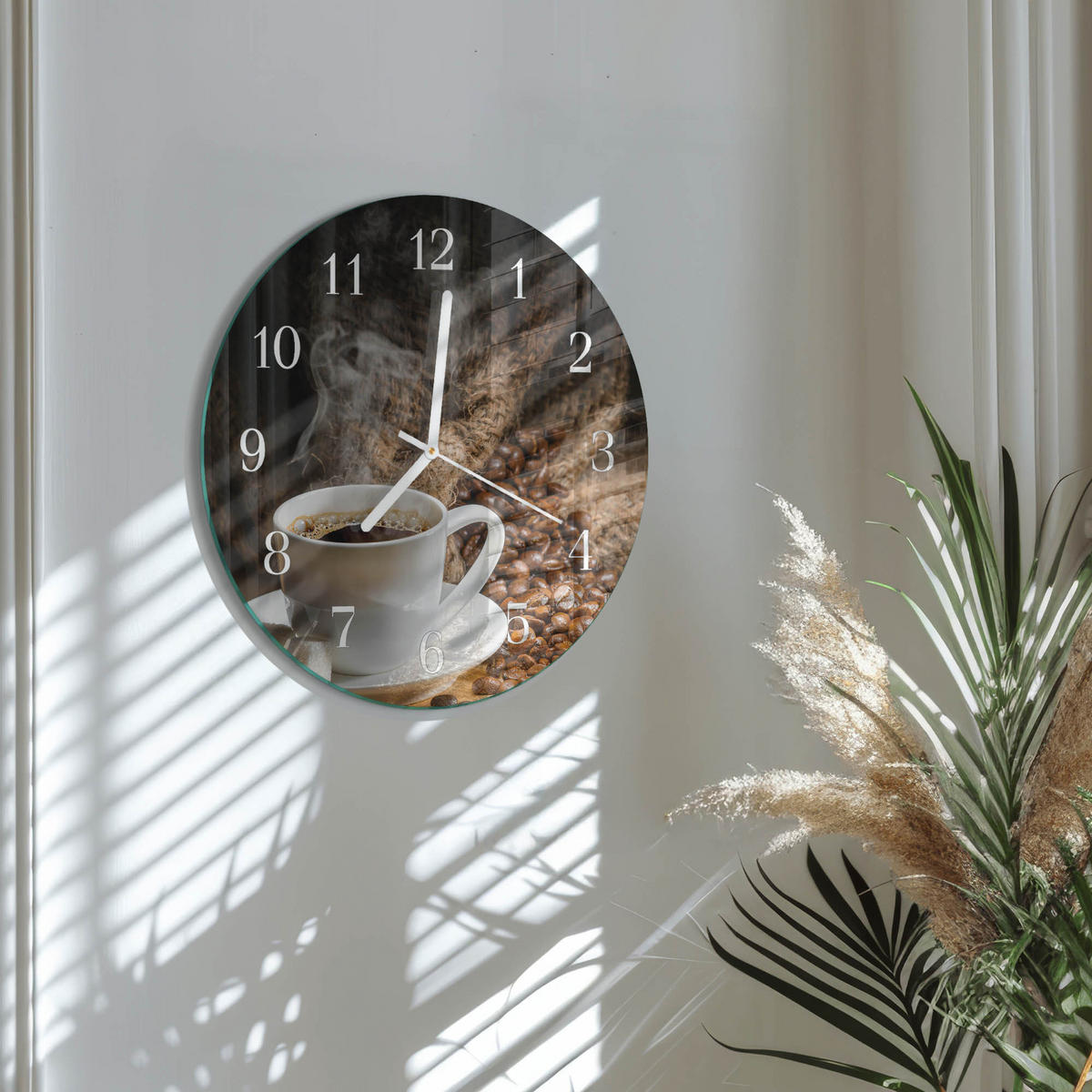 WANDUHR fi30 cm - Kaffee - Braun, Glas (30/30/0.4cm) - TULUP