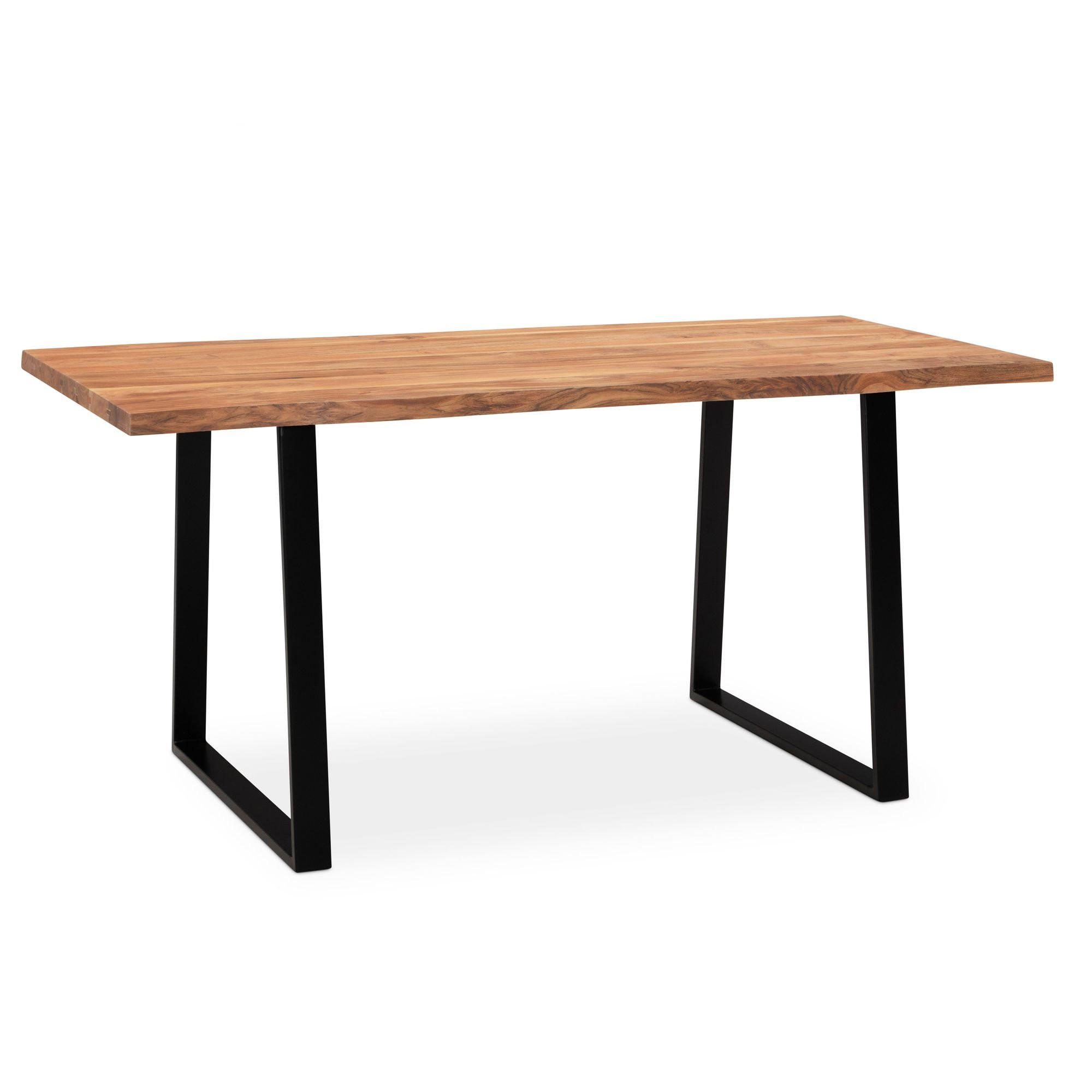 SCHREIBTISCH Massivholz Baumkante Handgefertigt Akazie TARN, Goldbraun-Schwarz 120x60x76 cm - Schwarz/Braun, Holz/Metall (60/120/76cm) - KADIMA DESIGN