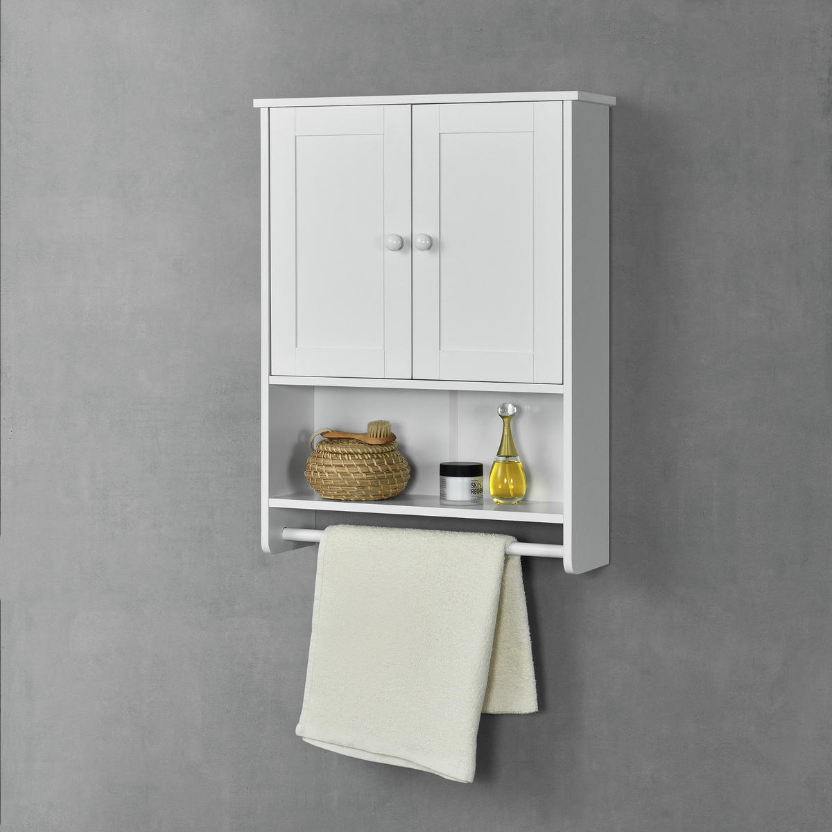 HÄNGESCHRANK Steyr - Weiß, Holzwerkstoff (48.7/65/14.5cm) - [en.casa]
