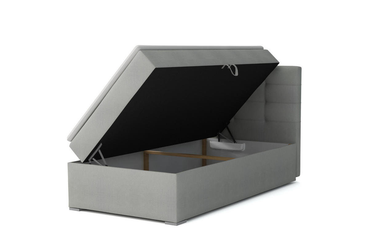 BOXBETT FLO 100/200 in Velours Anthrazit rechts H3 - Anthrazit, Holz/Holzwerkstoff (100/200cm) - Deine Möbel 24