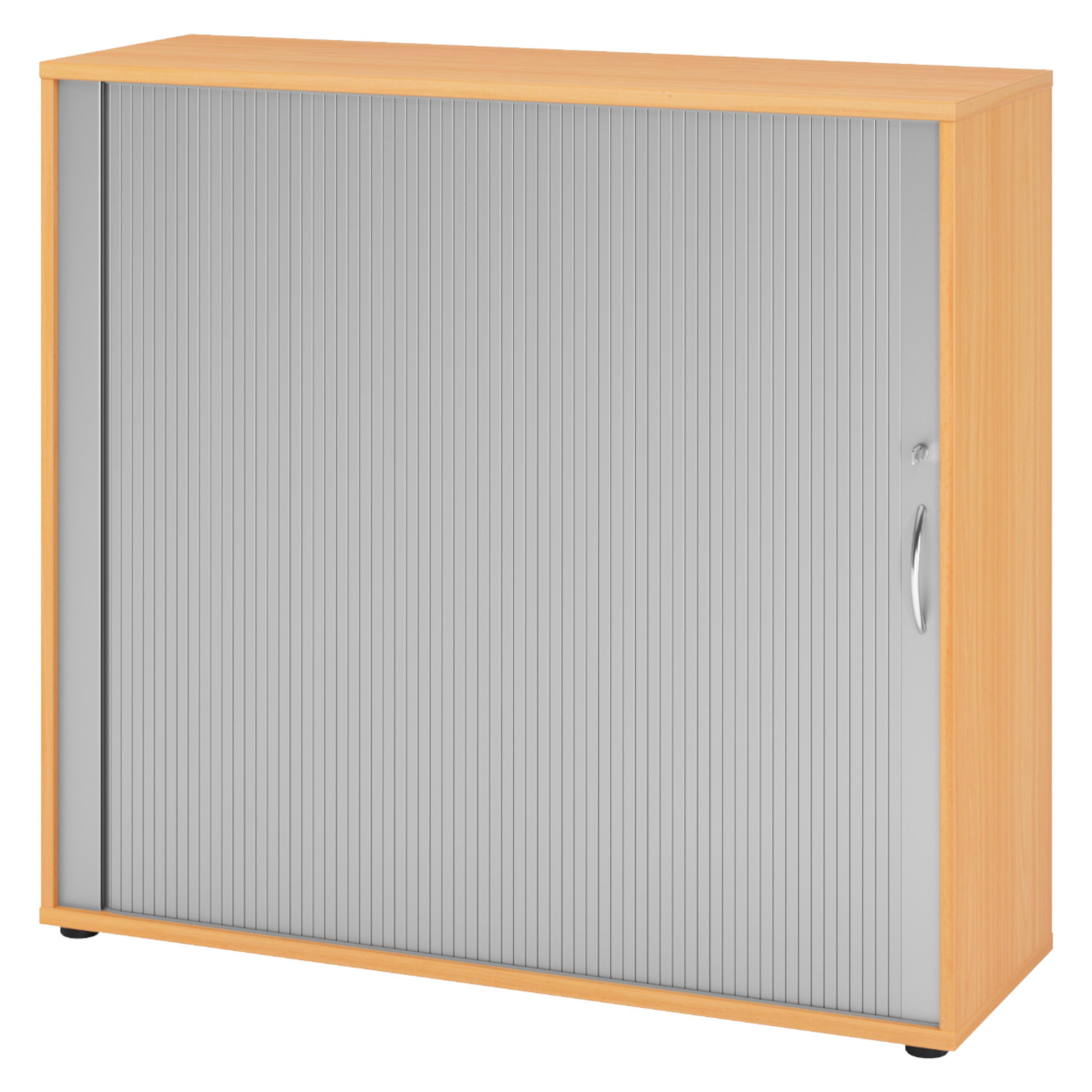 bümö Rollladenschrank Buche, Silber 120x110x40 cm