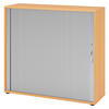 ROLLLADENSCHRANK - 3 Ordnerhöhen 40/120/110 cm in Buchefarben/Silberfarben Bogengriff (Metall) - Buchefarben/Silberfarben, Holzwerkstoff (120/110/40cm) - bümö