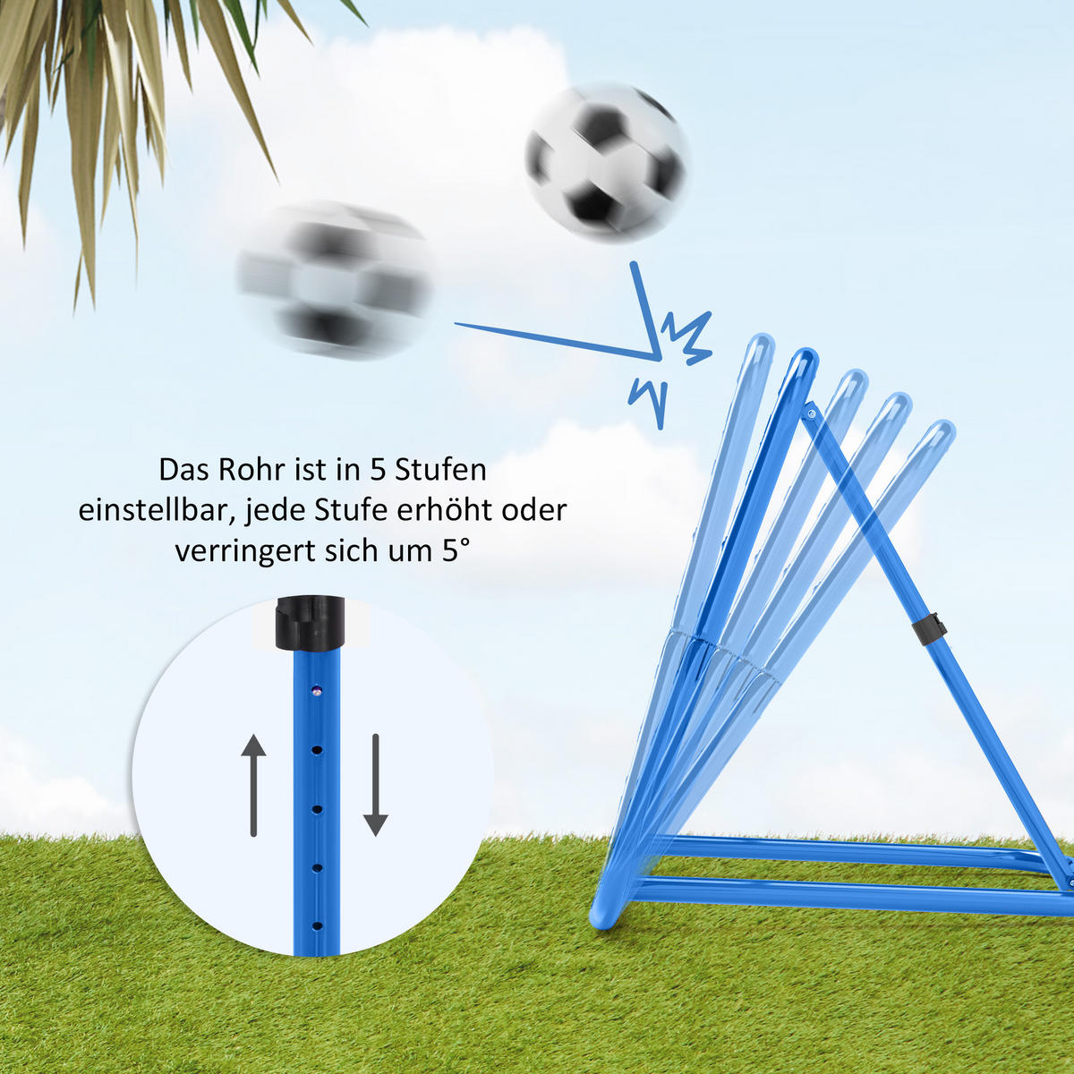 REBOUNDER für Fussball DE-10452 5-fach verstellbar, klappbar Blau - Blau, Metall (84/78cm) - ComfortXL
