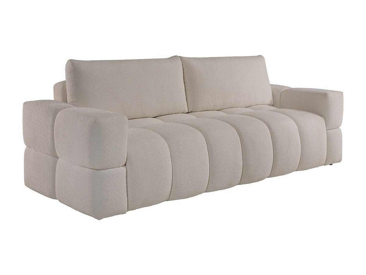 SOFA 3-Sitzer mit Schlaffunktion - Bouclé - Stoff - Cremefarben - ISSORO II - Beige, Textil (252/107/107cm) - Vente-Unique