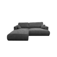ECKSOFA Luna L links Grau aus Cord - Grau, Textil (271/195cm) - KS Home Concept