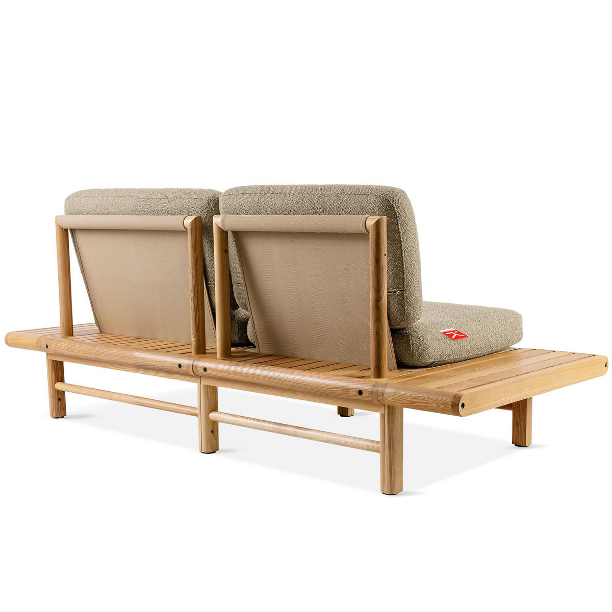 GARTENSOFA ATREDA 2-Sitzer, mit beideseitig Ablagen - Beige, Holz/Textil (190/74/80cm) - KONSIMO®