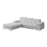 ECKSOFA mit Schlaffunktion Ottomane Links 271x203x79 Hellgrau Bouclé - Edelstahlfarben, Holzwerkstoff/Textil (271/203cm) - ALTDECOR