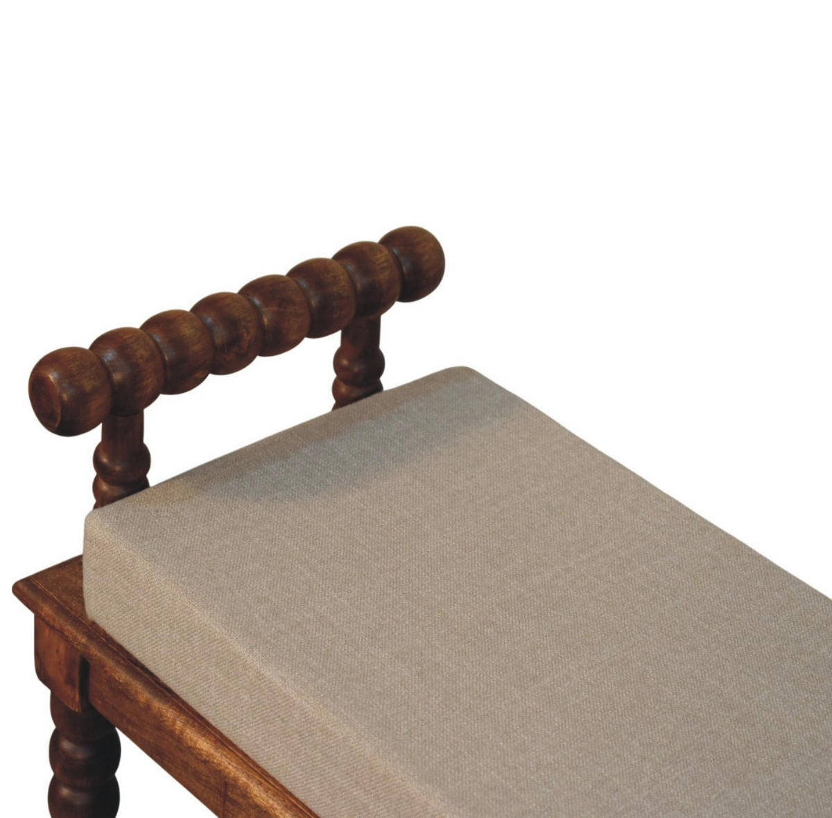 SITZBANK mit Amber-Eichen-Finish, Sitz mit Leinenbezug in Schlammton, braun - Braun, Holz (100/60/35cm) - Artisan Furniture