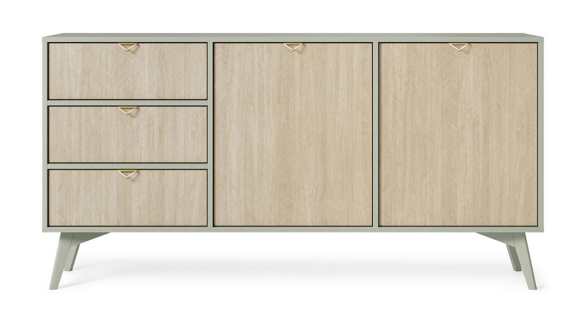SIDEBOARD Firr, Eukalyptus, Kommode mit Schubladen - Eukalyptusholzfarben, Holzwerkstoff (158/80/38cm) - Bettso