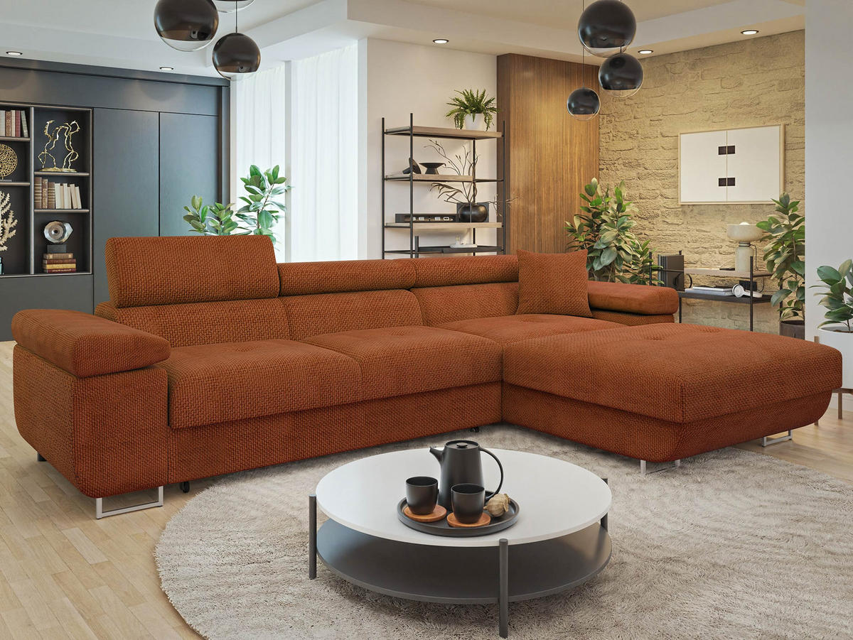 ECKSOFA Torezio Mini, Seite: Rechts - Dunkelorange, Holz/Textil (280/170cm) - MIRJAN24