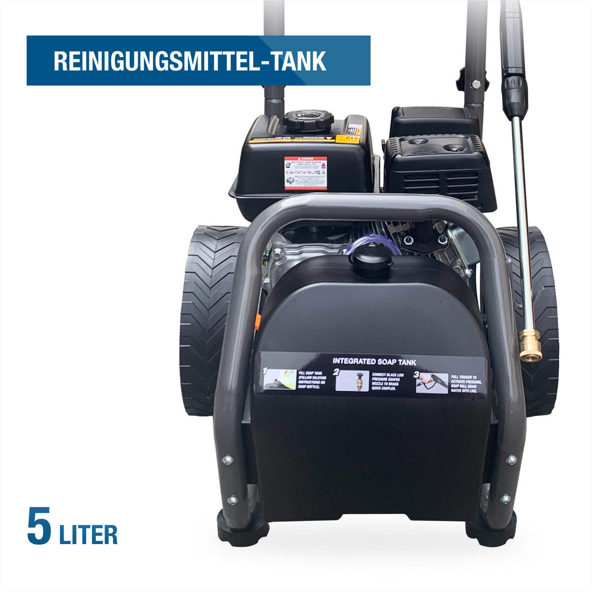 BENZIN-HOCHDRUCKREINIGER HYW3400P (5 PS, 234bar, 540 l/h, 4-Takt, 10m Schlauch) - Schwarz, Metall (54/98/68.5cm) - HYUNDAI