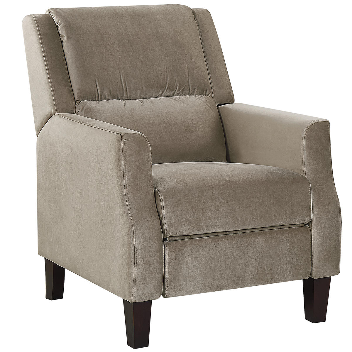 SESSEL Samtstoff taupe verstellbar Egersund - Beige/Dunkelbraun, Textil (75/97/141cm) - Beliani